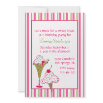 Girl's Ice Cream Birthday Party Invitation