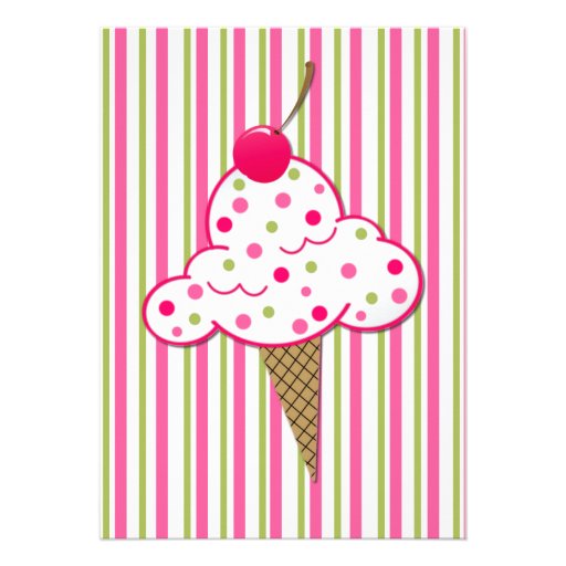 Girl's Ice Cream Birthday Party Invitation