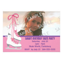 Girl's Ice Skating Party Invites