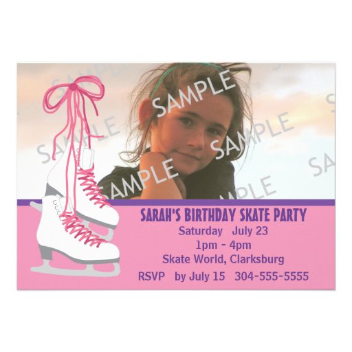 Girl's Ice Skating Party Invites