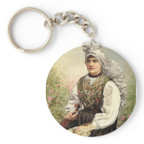 Girls in native costume, Carniola, Austro-Hungary Keychains