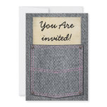 Girls Jeans Pocket Birthday Party Invitations