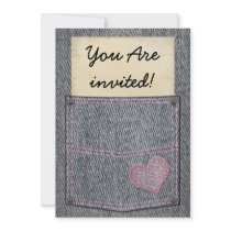 Girls Jeans Pocket Party Invitations