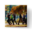 Girls Jogging On an Autumn Day button
