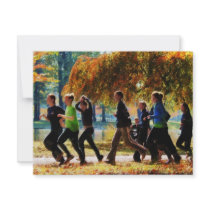 Girls Jogging On an Autumn Day Custom Announcement