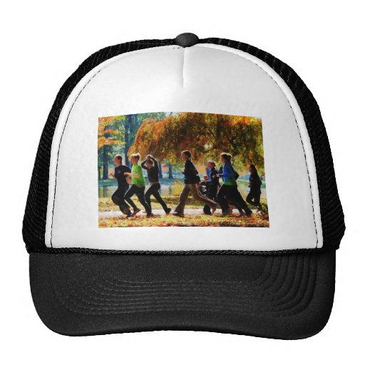 Girls Jogging On an Autumn Day Mesh Hats