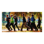 Girls Jogging On an Autumn Day Personalized Photo Card