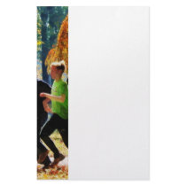 Girls Jogging On an Autumn Day Stationery