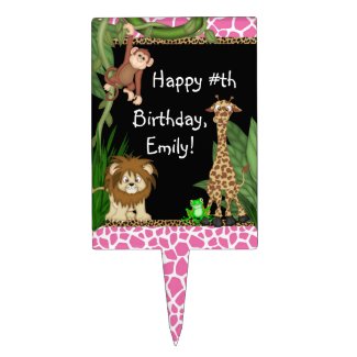 Girls Jungle Safari Birthday Cake Toppers