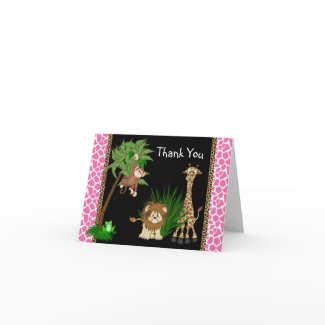 Girls Jungle Safari Thank You Cards