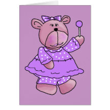 Girls Kid's Purple Lollipop Bear Card