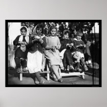 Girls Knitting in Albania 1923 Print