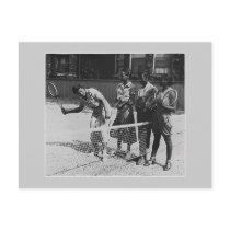 Girls learn to play tennis post card