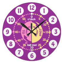 Girls learn to tell time purple wall clock