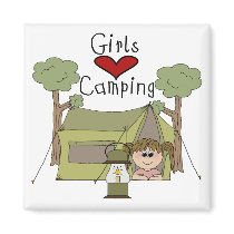 Girls Love Camping magnets by toddlersplace Girls Love Camping magnets