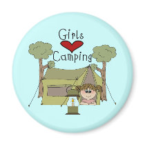 Girls Love Camping magnets by toddlersplace Girls Love Camping magnets