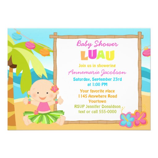 Girls Lua Baby Shower Custom Invite (front side)