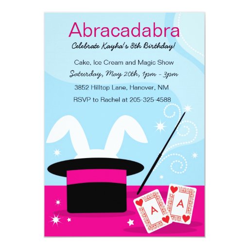 Girl's Magic Show Birthday Party Invitations | Zazzle