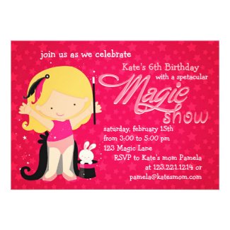 Girls Magic Theme Birthday Custom Invitation