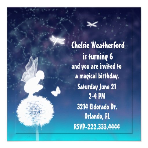 Girl's Magical Fairy Birthday Party Invitation