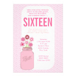Girls Mason Jar Sweet 16 Birthday Party Invite invitations