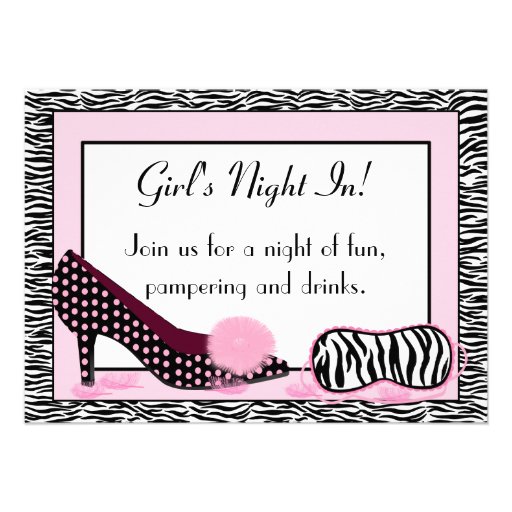Girl's Night In PJ Party Custom Invitation (front side)