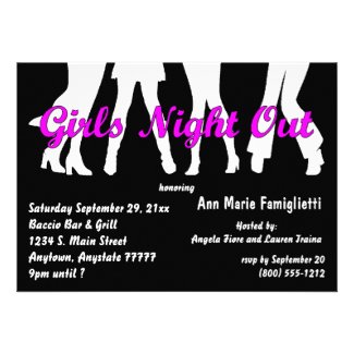 Girl's Night Out Black And White Invitations
