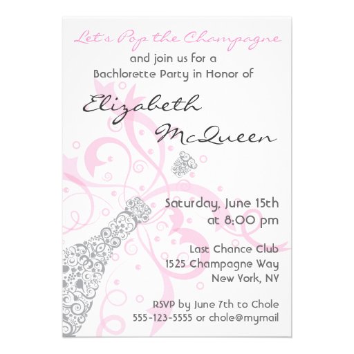 Girls' Night Out Champagne Bachelorette Party Custom Invites