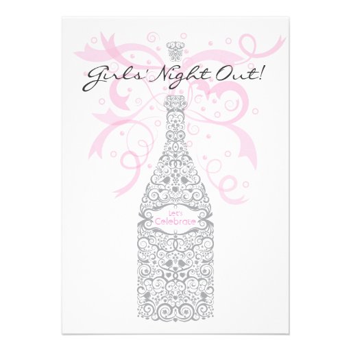 Girls' Night Out Champagne Bachelorette Party Custom Invites