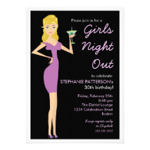 Girls Night Out Cocktail Diva Birthday Party Personalized Invitations