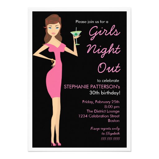 Girls Night Out Cocktail Diva Birthday Party Custom Invitations