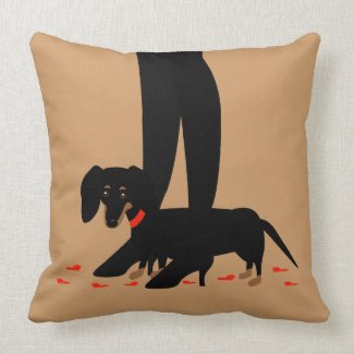 Girls' Night Out Dachshund with Red Collar Pillow