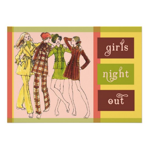 Girls Night Out Vintage 70s Custom Invitation