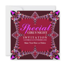 Girls Night Red Hot Pink Party Invitation