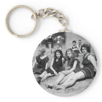 Girls on the Beach, early 1900s Key Chain