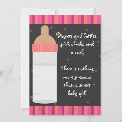 Cheap Baby Bottles  Baby Shower on Girls Pink Baby Bottle Baby Shower Invitaitons Custom Invites From