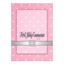 Girls Pink First Communion invitations