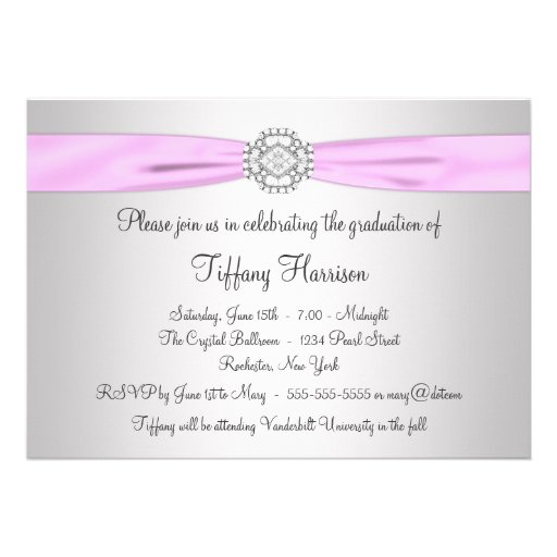 Girls Pink Graduation Party Custom Announcements