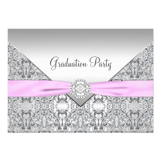 Girls Pink Graduation Party Custom Announcements