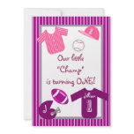 Girls Pink Purple Sports Birthday Party Invitation