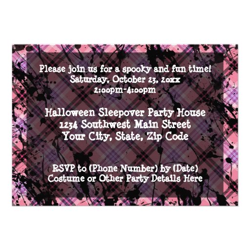 Girl's Pink Skull Halloween Party Invitations