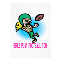 Girls Play Football Too Custom Invitations