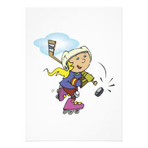 Girls Play Hockey Too Personalized Invitation