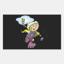 Girls Play Hockey Too Rectangle Sticker