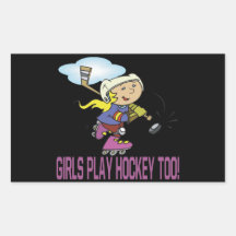 Girls Play Hockey Too Stickers