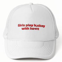 Girls play hockey with heart/Female symbol+heart Mesh Hat