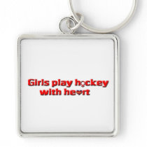 Girls play hockey with heart!!-Female Symbol Keychains