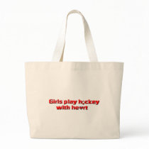 Girls play hockey with heart/female symbol+red canvas bag