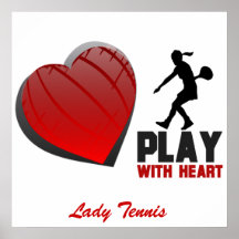 Girls Play With Heart Tennis Poster