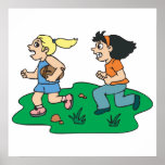 girls playing football print